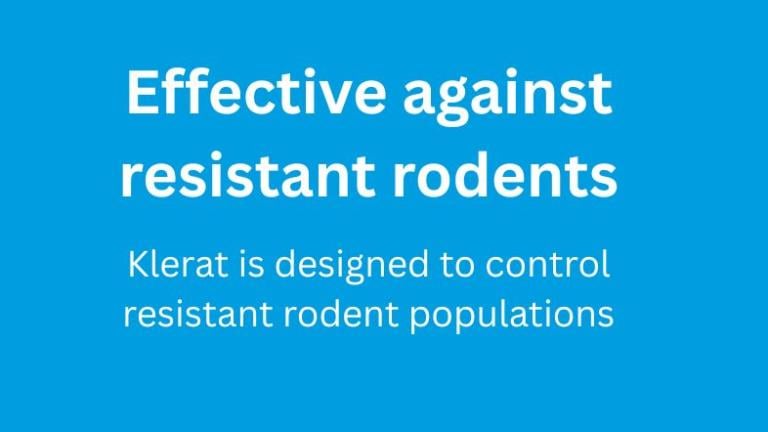 Effectivea gainst resistant rodents banner with white text and blue background