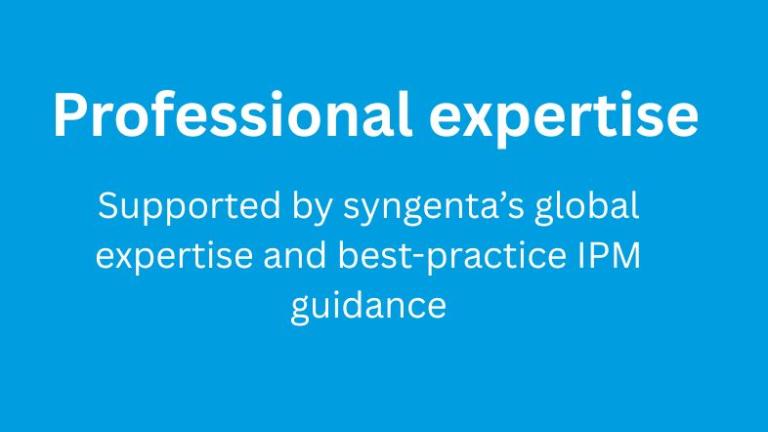 Blue graphic with text “Professional expertise” and IPM guidance tagline