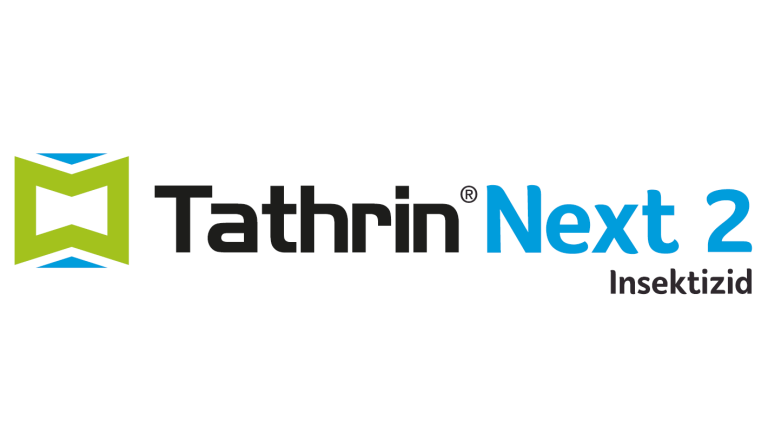 Tathrin Next 2 Insektizid Logo in Schwarz und Blau mit grünem Symbol